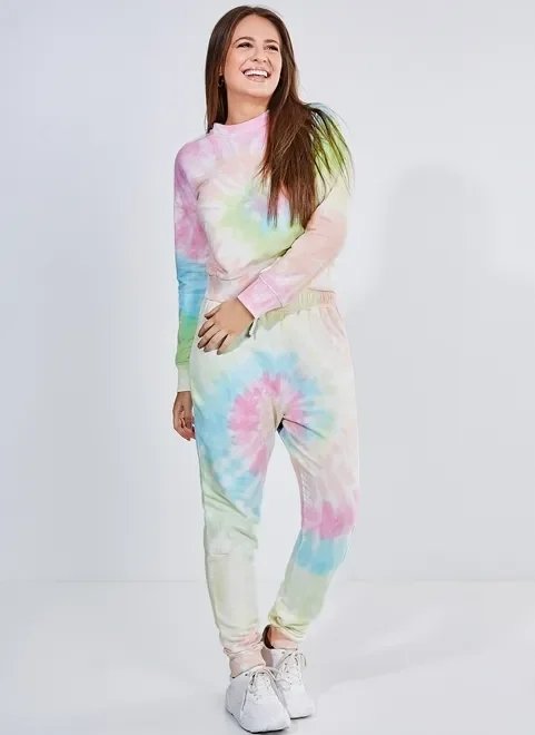 calça em moletom tie dye candy color calça em moletom tie dye candy color