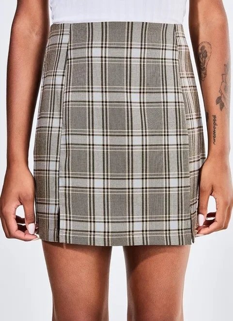 saia xadrez marrom saia xadrez marrom