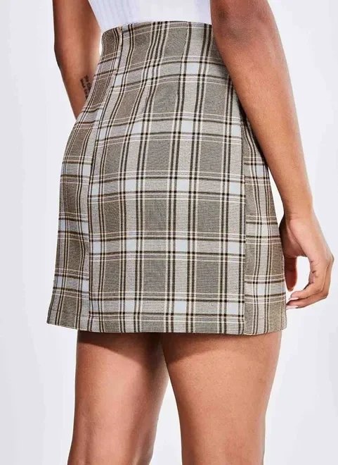 saia xadrez marrom saia xadrez marrom