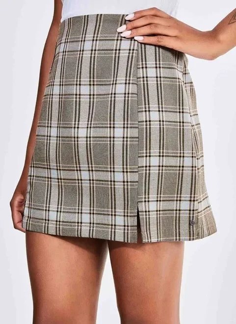 saia xadrez marrom saia xadrez marrom