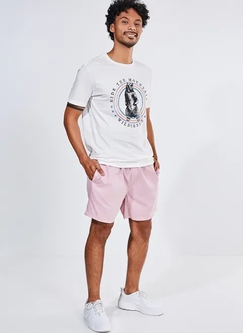 bermuda rosa em sarja bermuda rosa em sarja