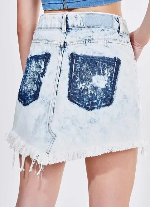 saia cintura alta em jeans upcycle saia cintura alta em jeans upcycle