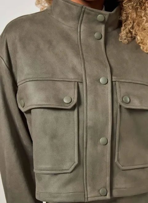 jaqueta em suede verde militar jaqueta em suede verde militar