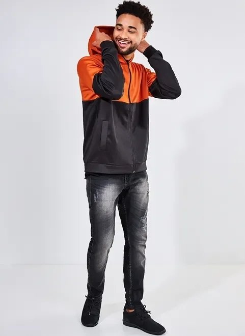 jaqueta em moletom bicolor jaqueta em moletom bicolor