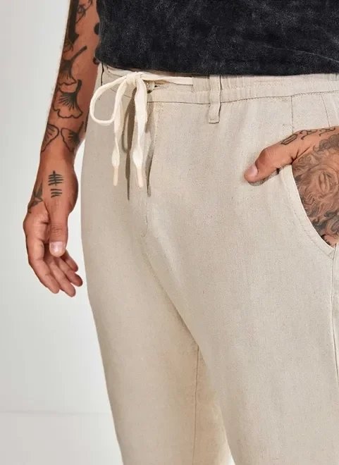 calça com linho e cordão calça com linho e cordão