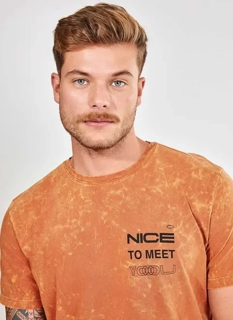 camiseta marmorizada alongada nice to meet you camiseta marmorizada alongada nice to meet you
