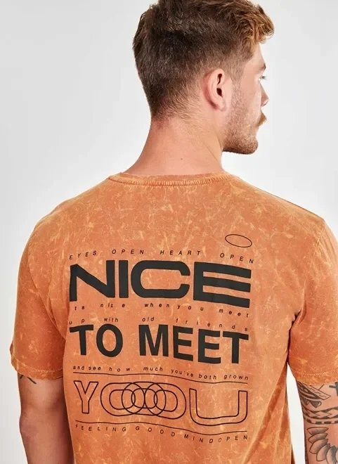 camiseta marmorizada alongada nice to meet you camiseta marmorizada alongada nice to meet you