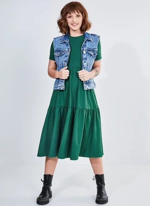 vestido midi em malha com babados marias vestido midi em malha com babados marias