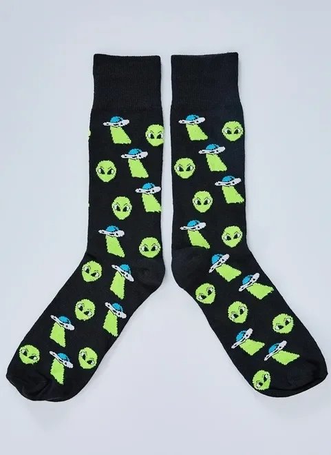 meia preta estampa et e nave meia preta estampa et e nave