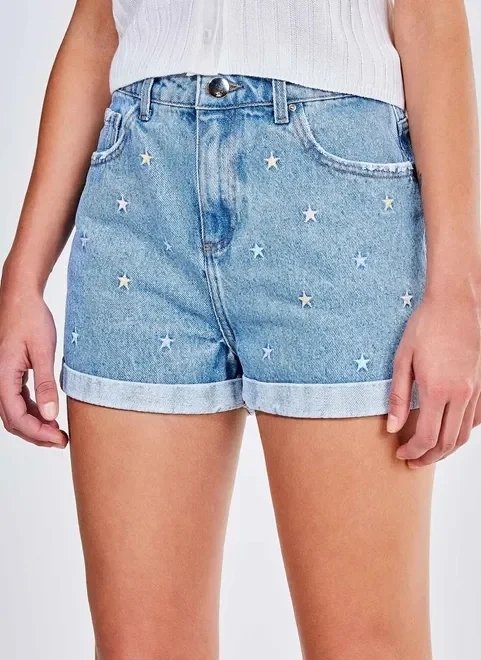 short jeans hot pants bordado estrelas short jeans hot pants bordado estrelas
