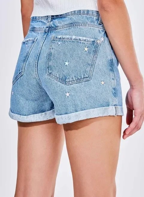 short jeans hot pants bordado estrelas short jeans hot pants bordado estrelas