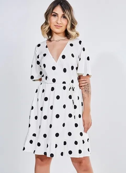 vestido curto poá com babados marias vestido curto poá com babados marias