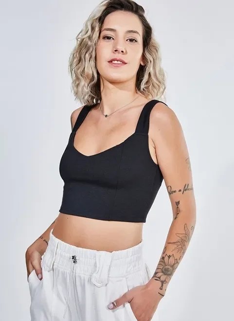top preto decote v top preto decote v