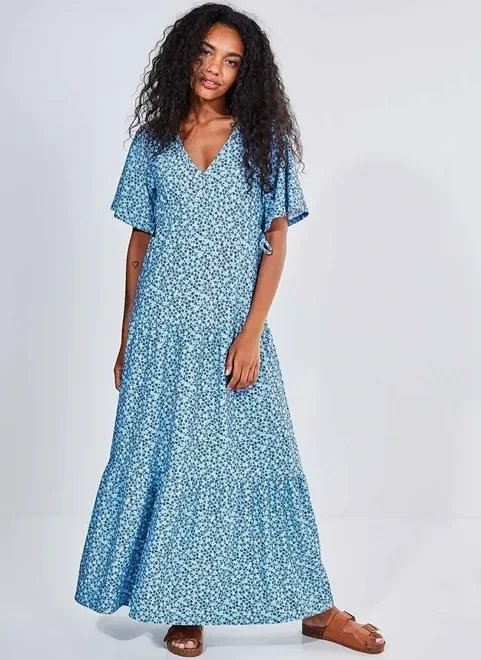 vestido azul estampa floral liberty vestido azul estampa floral liberty