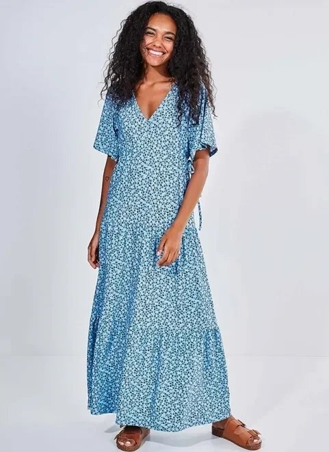 vestido azul estampa floral liberty vestido azul estampa floral liberty