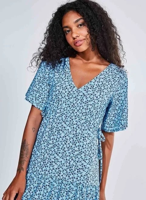 vestido azul estampa floral liberty vestido azul estampa floral liberty