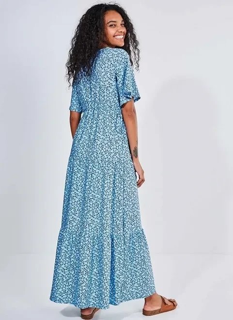 vestido azul estampa floral liberty vestido azul estampa floral liberty