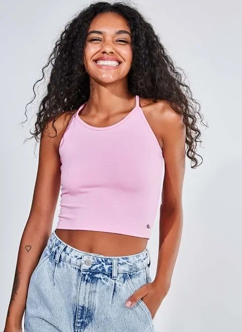 regata rosa com tiras cruzadas regata rosa com tiras cruzadas