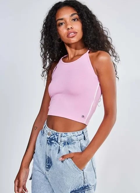 regata rosa com tiras cruzadas regata rosa com tiras cruzadas