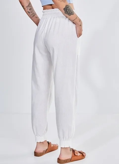 calça jogger off-white com linho calça jogger off-white com linho
