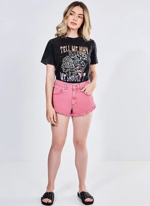 camiseta marmorizada estampa rosa camiseta marmorizada estampa rosa