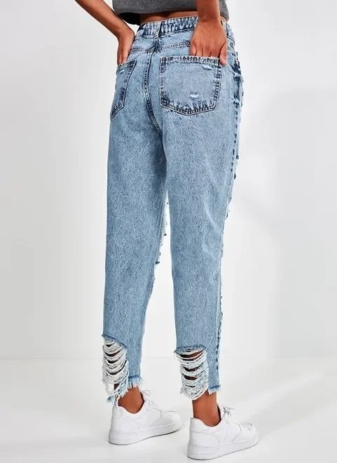 calça mom jeans destroyed calça mom jeans destroyed