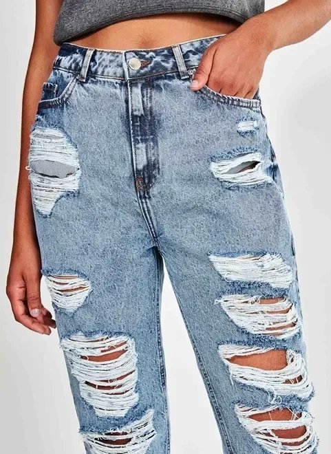 calça mom jeans destroyed calça mom jeans destroyed