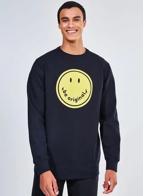 moletom smiley preto be original moletom smiley preto be original