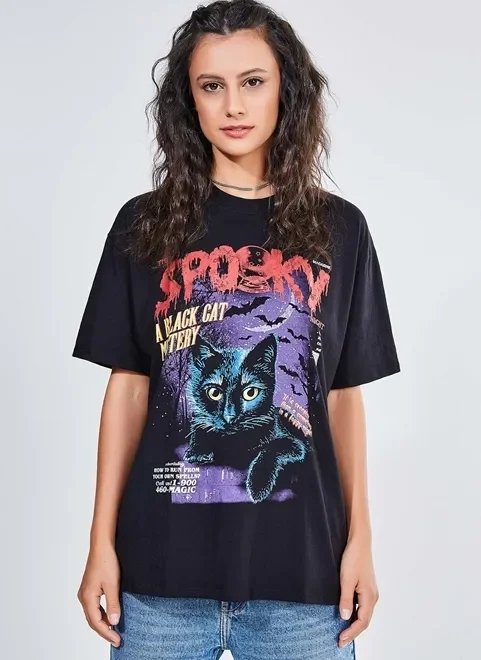 camiseta oversized estampa gato camiseta oversized estampa gato