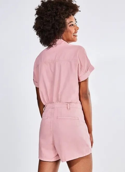 macaquinho rosa em sarja macaquinho rosa em sarja