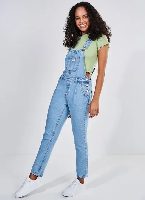 macacão jeans claro macacão jeans claro