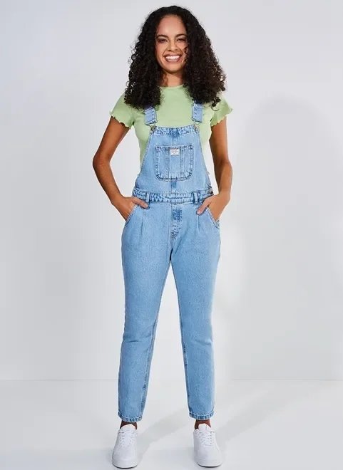 macacão jeans claro macacão jeans claro