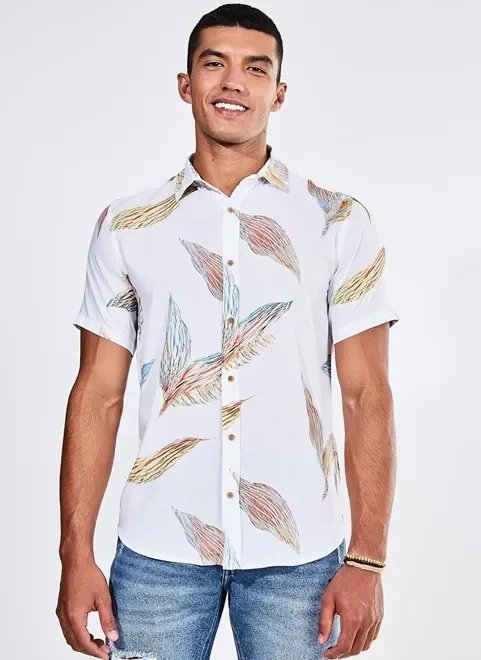 camisa estampa folhagem outline camisa estampa folhagem outline
