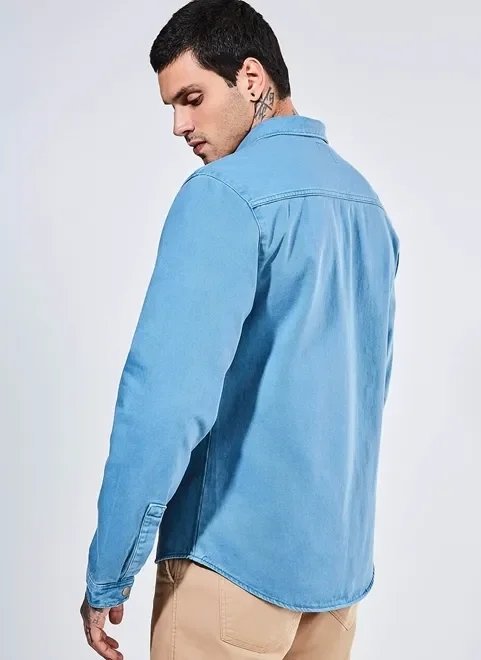 overshirt azul em sarja overshirt azul em sarja
