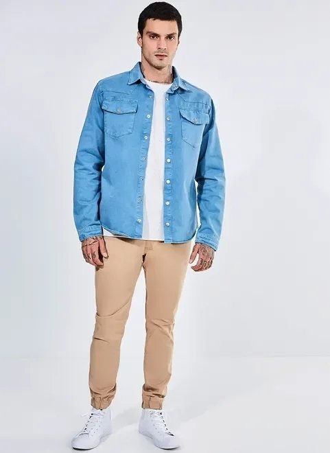 overshirt azul em sarja overshirt azul em sarja