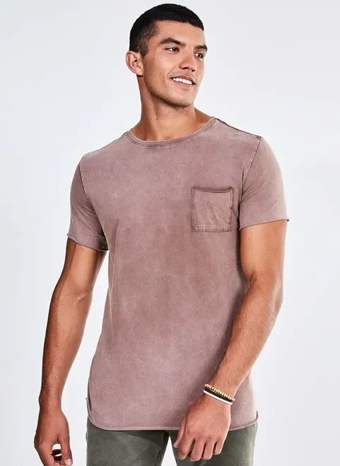 camiseta alongada marmorizada com bolsinho camiseta alongada marmorizada com bolsinho
