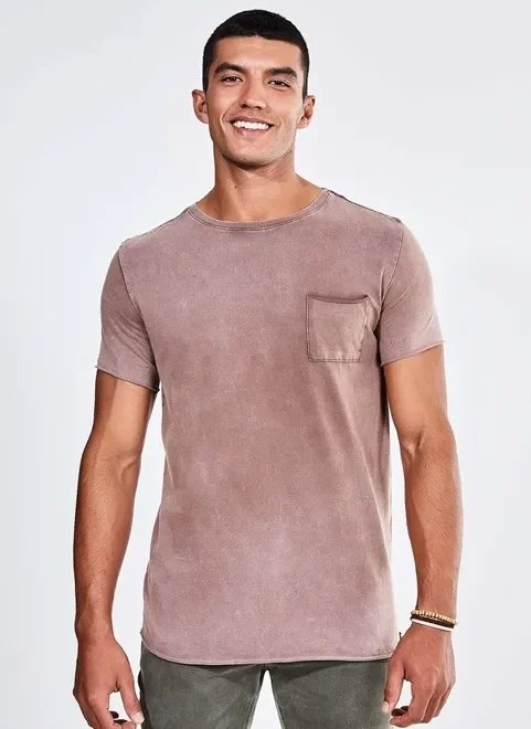 camiseta alongada marmorizada com bolsinho camiseta alongada marmorizada com bolsinho