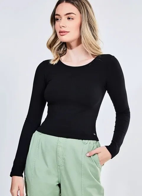 blusa manga longa com amarração cruzada blusa manga longa com amarração cruzada