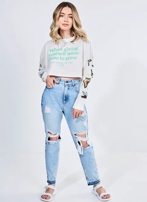 blusa cropped manga longa borboletas blusa cropped manga longa borboletas