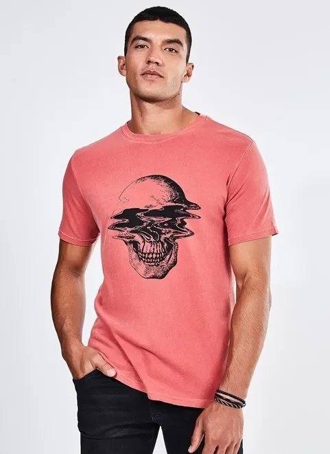 camiseta estonada caveira derretida camiseta estonada caveira derretida