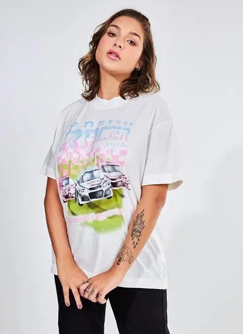 camiseta oversized estampa racer camiseta oversized estampa racer