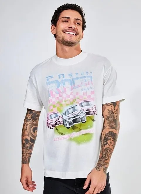 camiseta oversized estampa racer camiseta oversized estampa racer