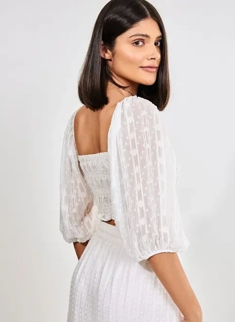blusa cropped manga bufante brilho blusa cropped manga bufante brilho