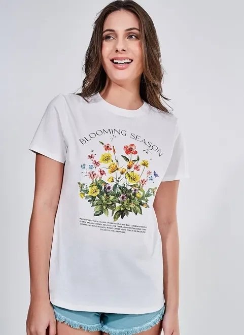 camiseta manga curta blooming season camiseta manga curta blooming season