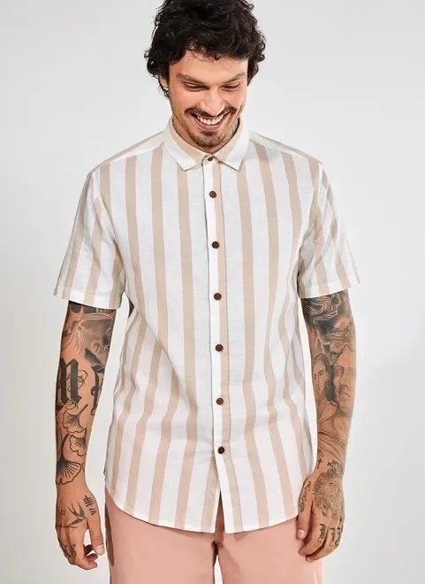 camisa em linho listrada camisa em linho listrada