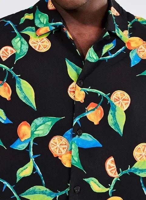 camisa manga curta estampa cítrica camisa manga curta estampa cítrica