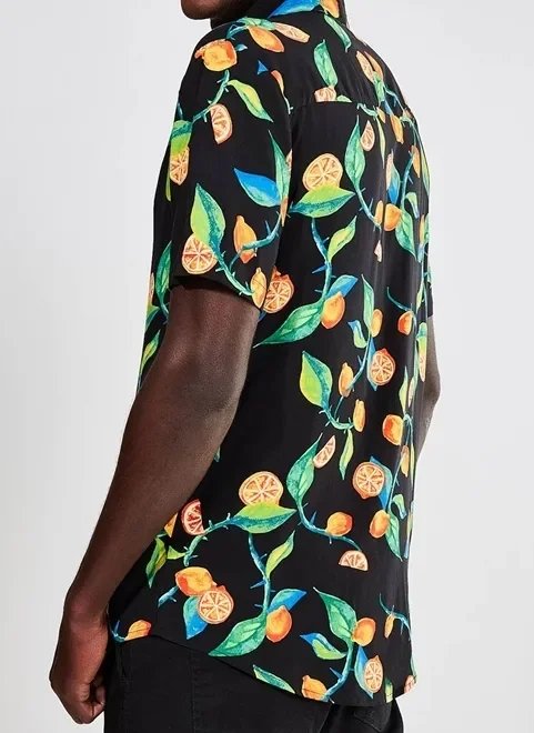camisa manga curta estampa cítrica camisa manga curta estampa cítrica