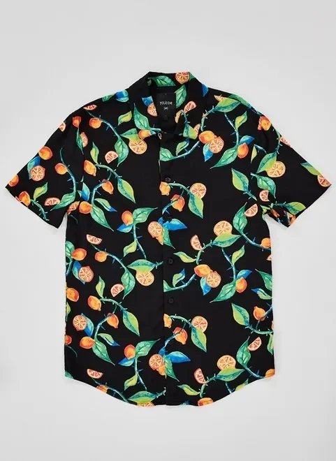 camisa manga curta estampa cítrica camisa manga curta estampa cítrica