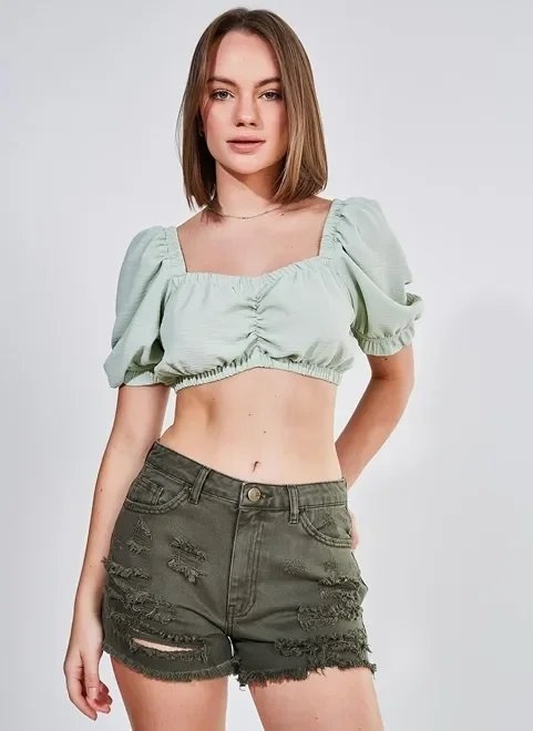 blusa cropped mangas bufantes blusa cropped mangas bufantes