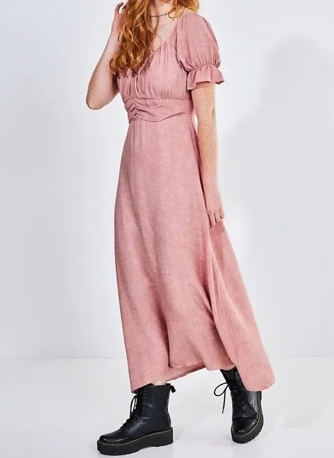 vestido midi estonado rose vestido midi estonado rose